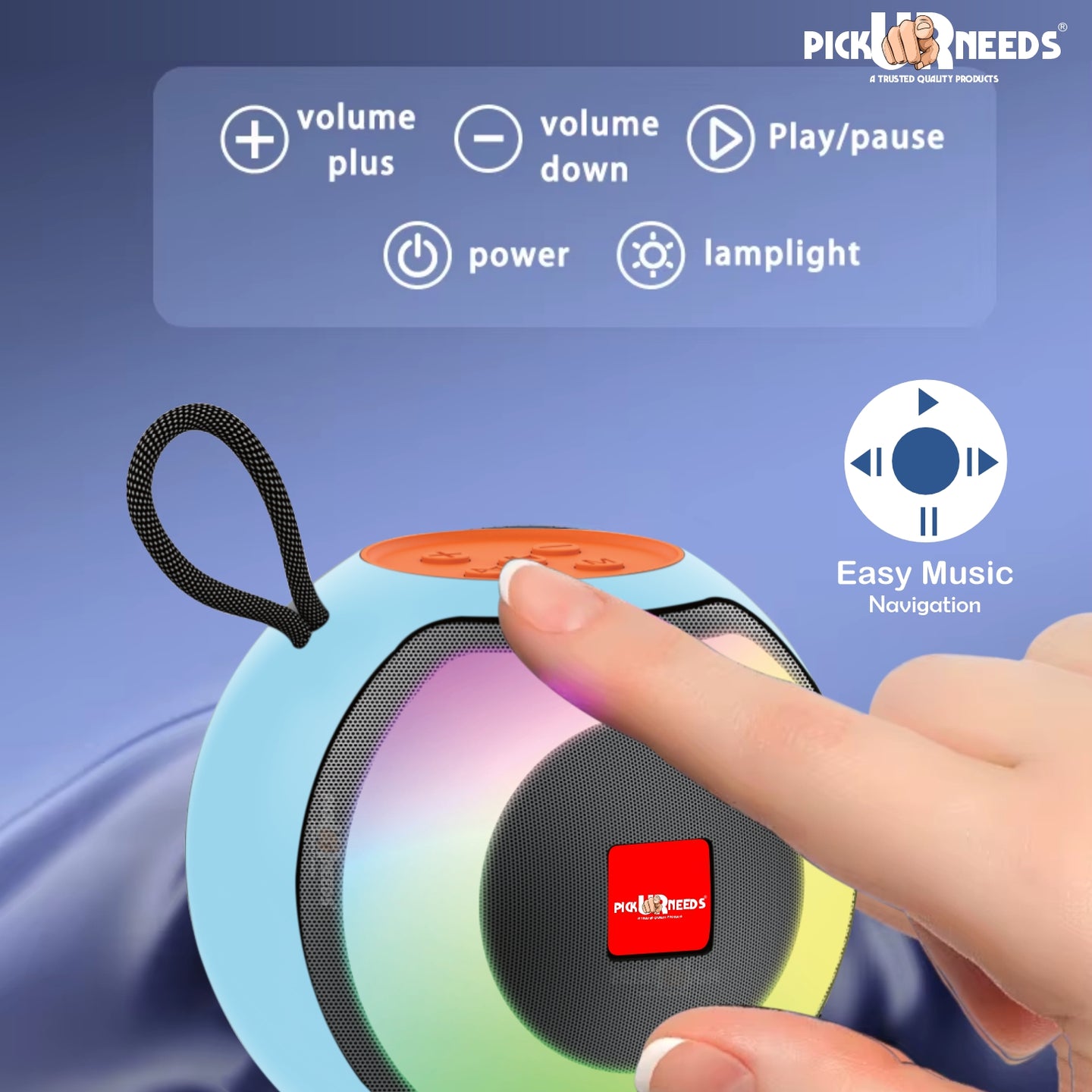 Pick Ur Needs Compact Rechargeable Wireless Thunder Sound 5W Bluetooth Speaker– Support FM/USB  (Black)